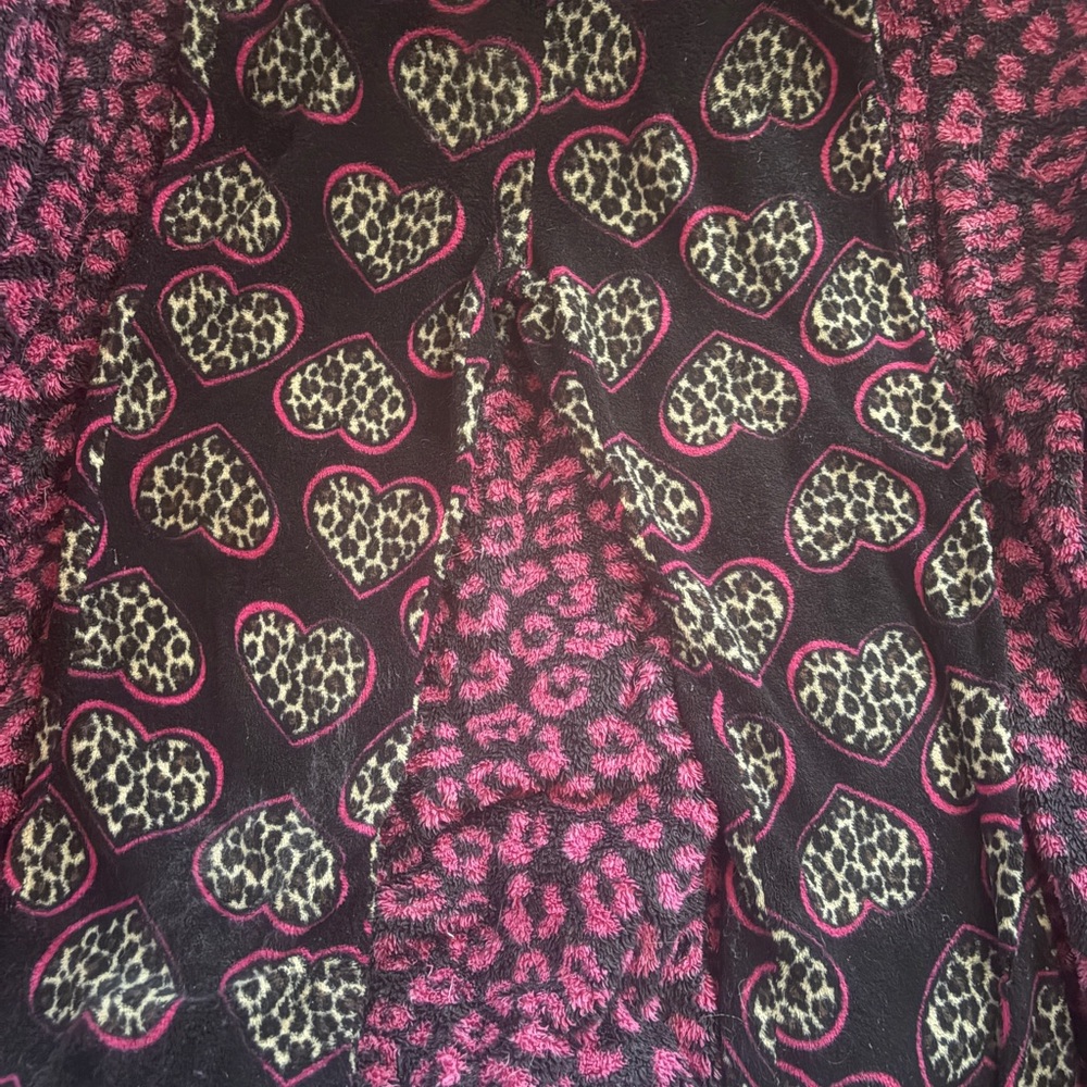 leopard print heart pj pants